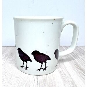Vintage Studio Pottery Bird Coffee Mug Speckled Stoneware Rustic Farmhouse